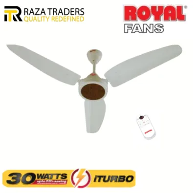 Royal Fans Ceiling Fan 30 Watts Inverter Copper 56 Inch Off White